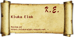 Kluka Elek névjegykártya